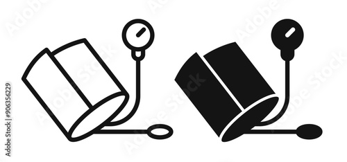 Blood pressure iconicon vector collection in outlined and solid style