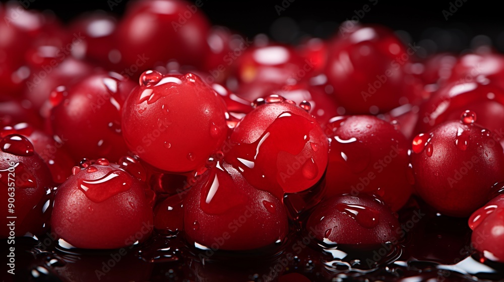 Close up of a fresh cranberry, macro photography, glossy textures, side view, studio lighting. Close up of a fresh cranberry, macro photography, glossy textures, side view, studio lighting.