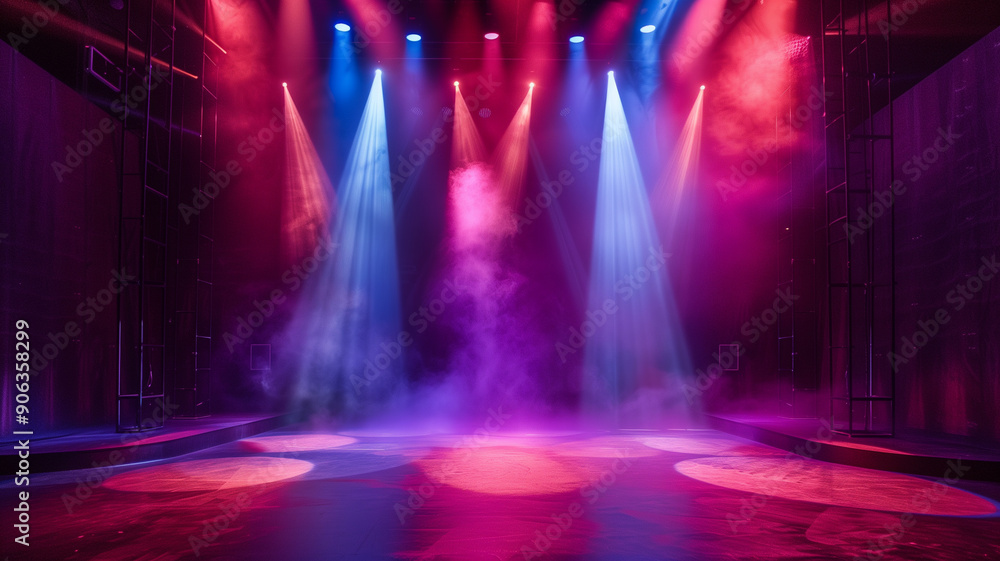 Naklejka premium Modern exhibition stage light background with spotlight