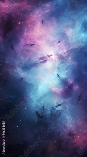 Digital purple and green nebula starry abstract graphic poster background