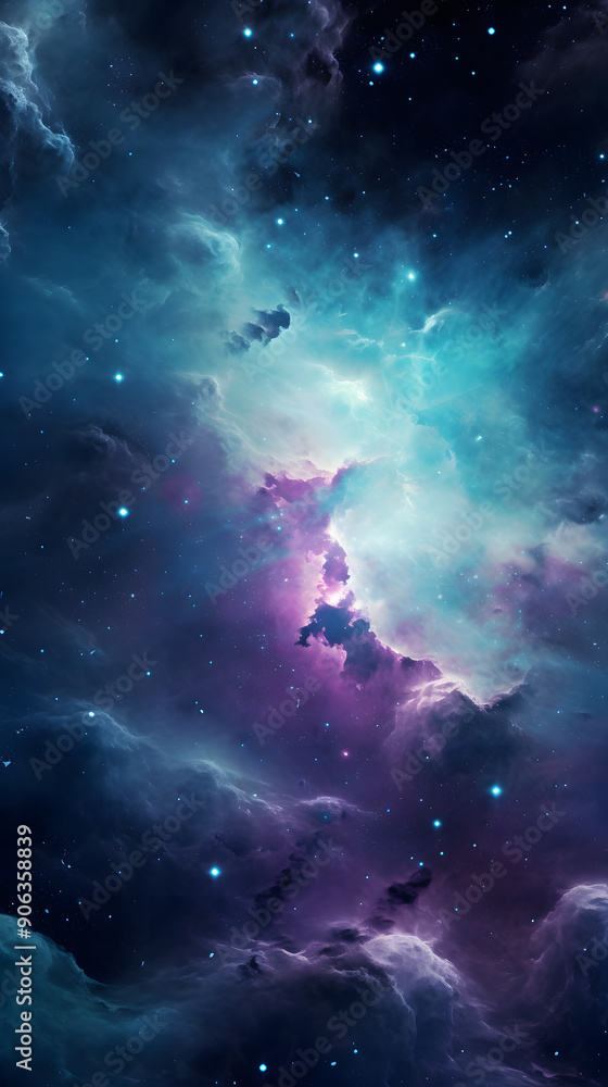 Digital purple and green nebula starry abstract graphic poster background Digital purple and green nebula starry abstract graphic poster background
