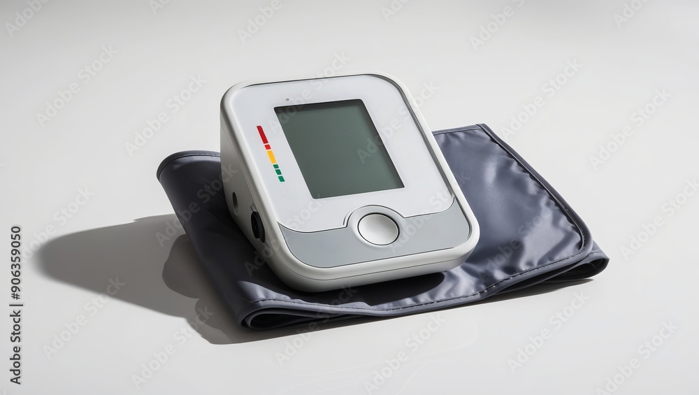 Digital Blood Pressure Monitor Device on a White Background for Medical and Health Use Digital Blood Pressure Monitor Device on a White Background for Medical and Health Use