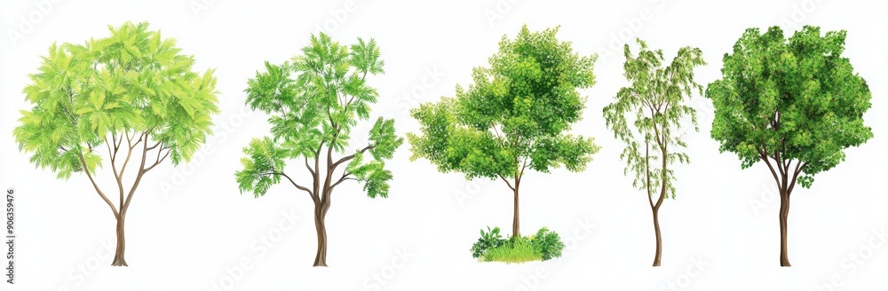 Isolated Mahonia japonica tree set depicted in 3D on a transparent background Isolated Mahonia japonica tree set depicted in 3D on a transparent background