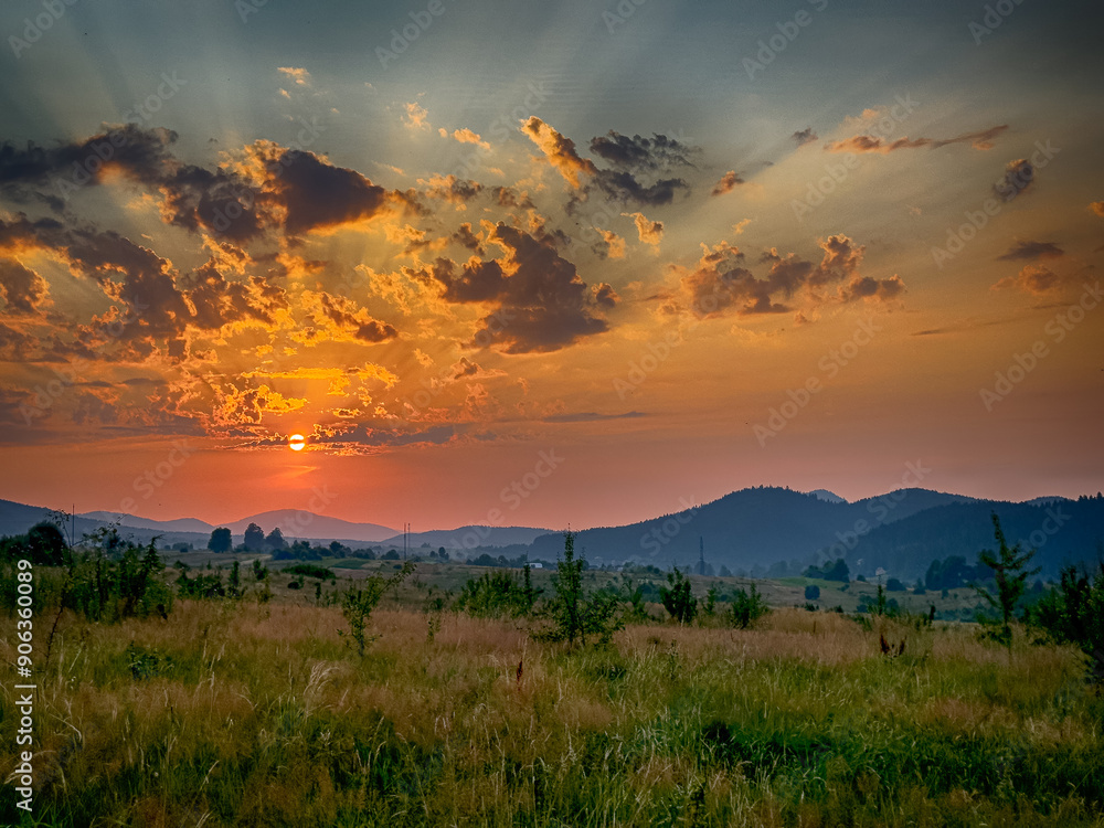 Wonderful landscape view on the Carpathian Mountains during the sunset in the summer season Wonderful landscape view on the Carpathian Mountains during the sunset in the summer season