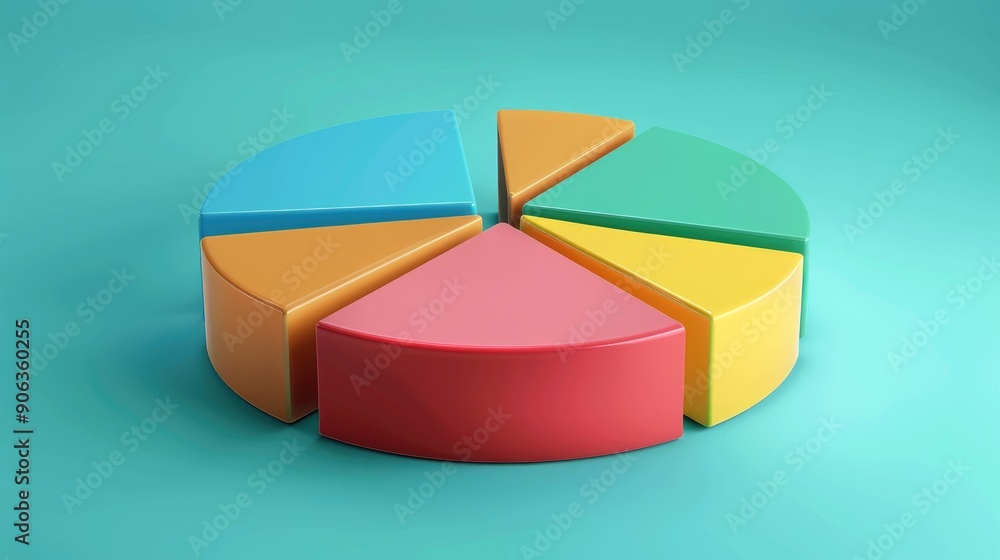 Obraz premium A pie chart infographic displaying market share percentages, with segments and legend for explanations.
