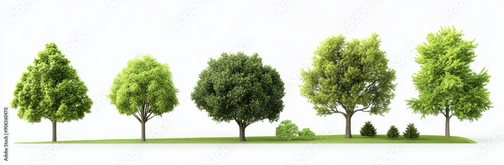 The Magnolia virginiana tree set is illustrated in 3D on a black background The Magnolia virginiana tree set is illustrated in 3D on a black background