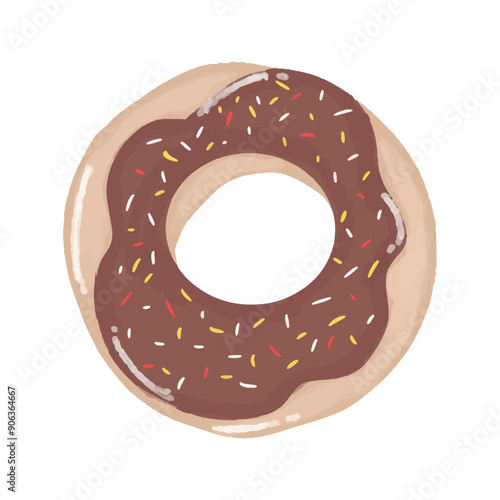 watercolor sweet donut with variant choco design. dessert food, street food