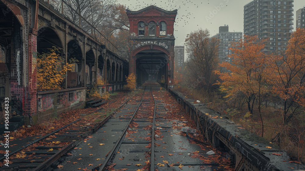 Surreal abandoned New York City, featuring empty streets and silent skyscrapers, with a haunting atmosphere and an eerie stillness, highlighting the stark contrast Surreal abandoned New York City, featuring empty streets and silent skyscrapers, with a haunting atmosphere and an eerie stillness, highlighting the stark contrast