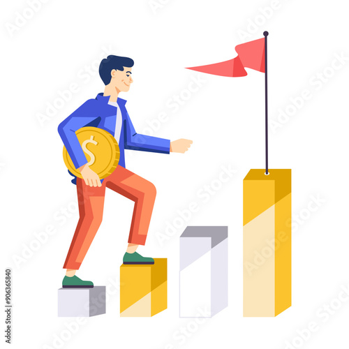 Character based flat illustration of financial growth 

