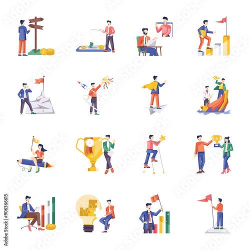 Basic RGBBundle of Corporate Life Flat Illustrations 

