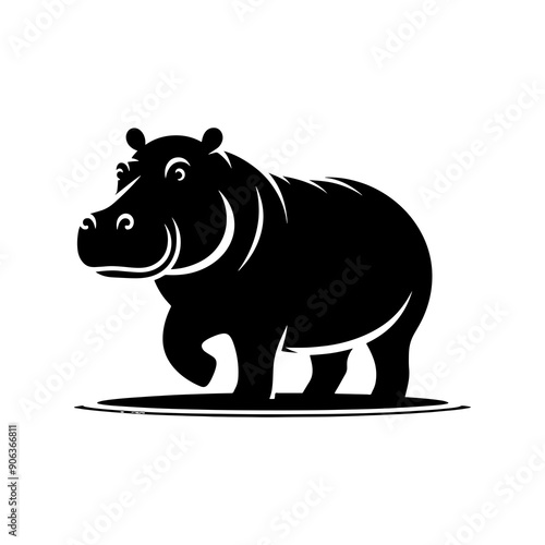 Hippopotamus silhouette vector illustration