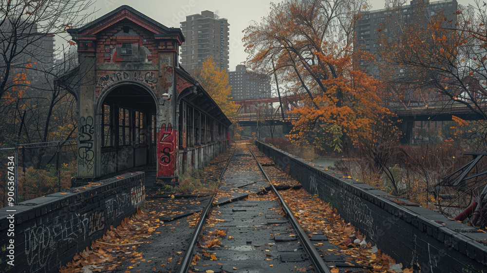 Surreal abandoned New York City, featuring empty streets and silent skyscrapers, with a haunting atmosphere and an eerie stillness, highlighting the stark contrast Surreal abandoned New York City, featuring empty streets and silent skyscrapers, with a haunting atmosphere and an eerie stillness, highlighting the stark contrast