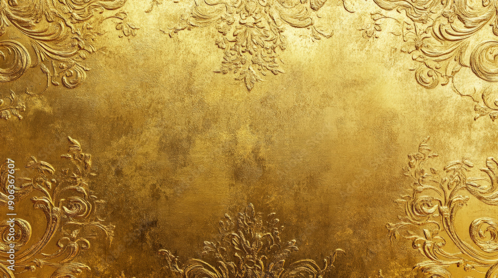A gold background with intricate, ornate patterns. The rich detailing adds a touch of vintage elegance and sophistication.