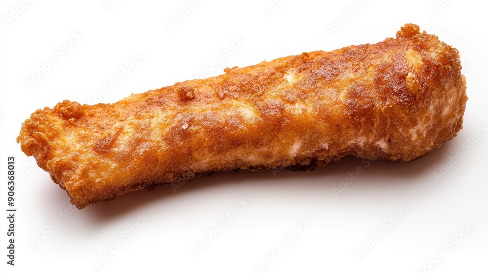 Crispy fried salmon fillet from the top, isolated on a clean white background Crispy fried salmon fillet from the top, isolated on a clean white background