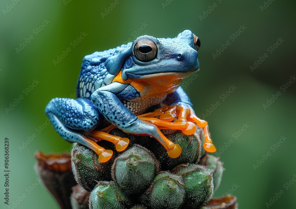 Naklejka premium Vibrant Blue and Orange Frog