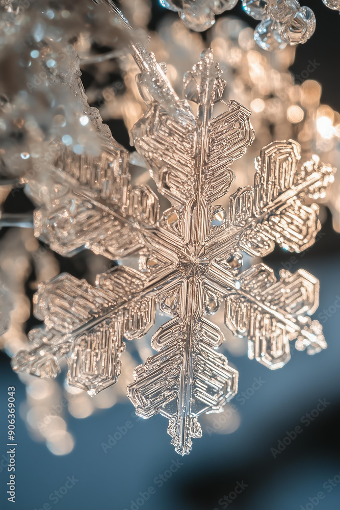 macro shot of an intricate snowflake with detailed texture. Sun and shadow play macro shot of an intricate snowflake with detailed texture. Sun and shadow play