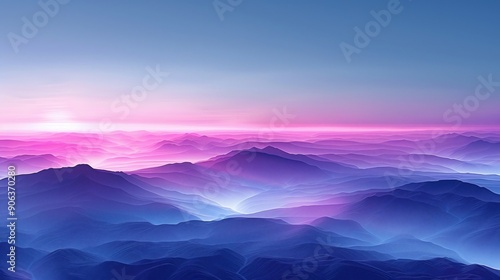 Stunning landscape showcasing majestic mountains at dawn, illuminated by soft purple and blue tones, creating a serene atmosphere.