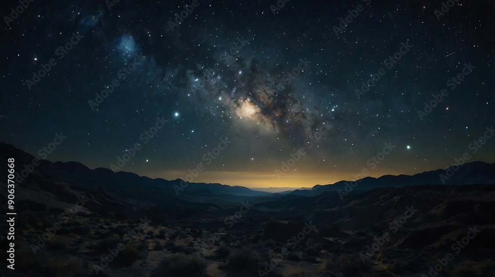 Beautiful starry night full of beauties, space clouds and stars view from land Beautiful starry night full of beauties, space clouds and stars view from land