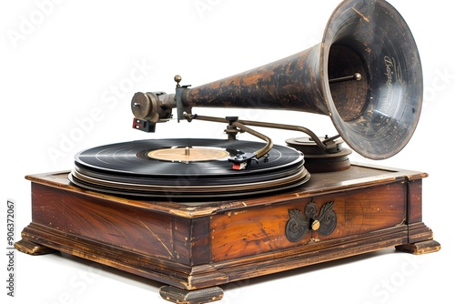 Vintage Gramophone with a Classic Vinyl Record