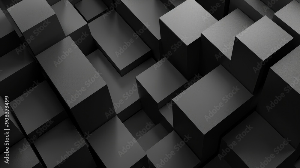 Abstract Geometric Pattern with Black Cubes Abstract Geometric Pattern with Black Cubes