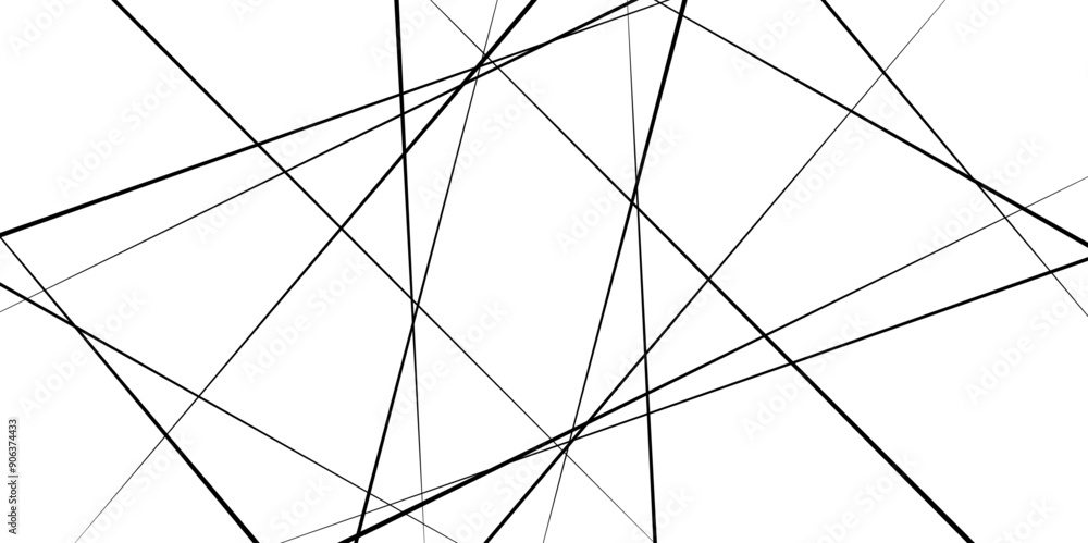 Obraz premium Random chaotic lines. Abstract geometric pattern. Outline monochrome texture. Vector black thin line.