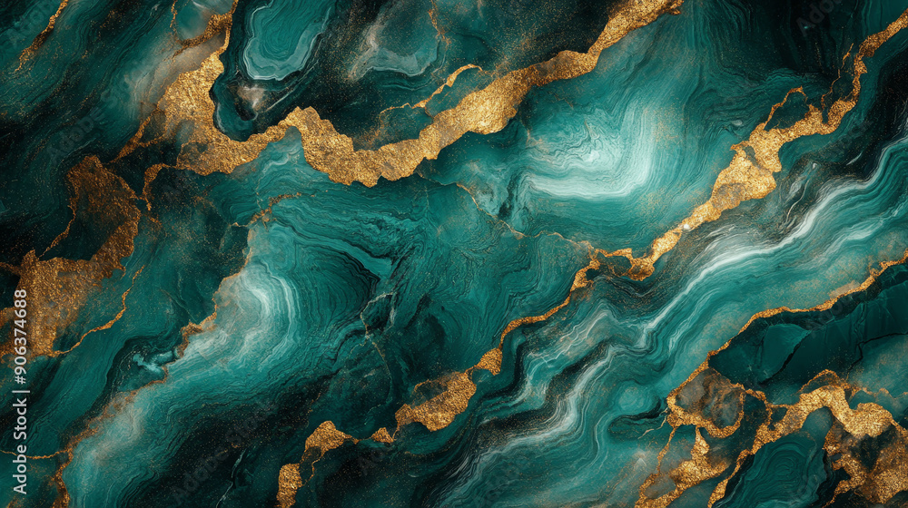 Processed collage featuring emerald green and gold marble textures. This background is ideal for use in banners, backdrops, or 3D mapping applications. Processed collage featuring emerald green and gold marble textures. This background is ideal for use in banners, backdrops, or 3D mapping applications.