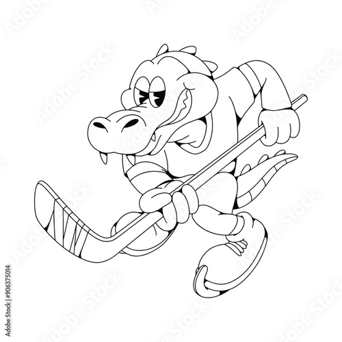 Crocodile Hokey Retro Mascot Character