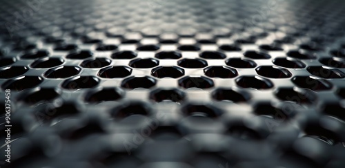 Close-Up View of Hexagonal Pattern With Water Drops on Dark Surface
