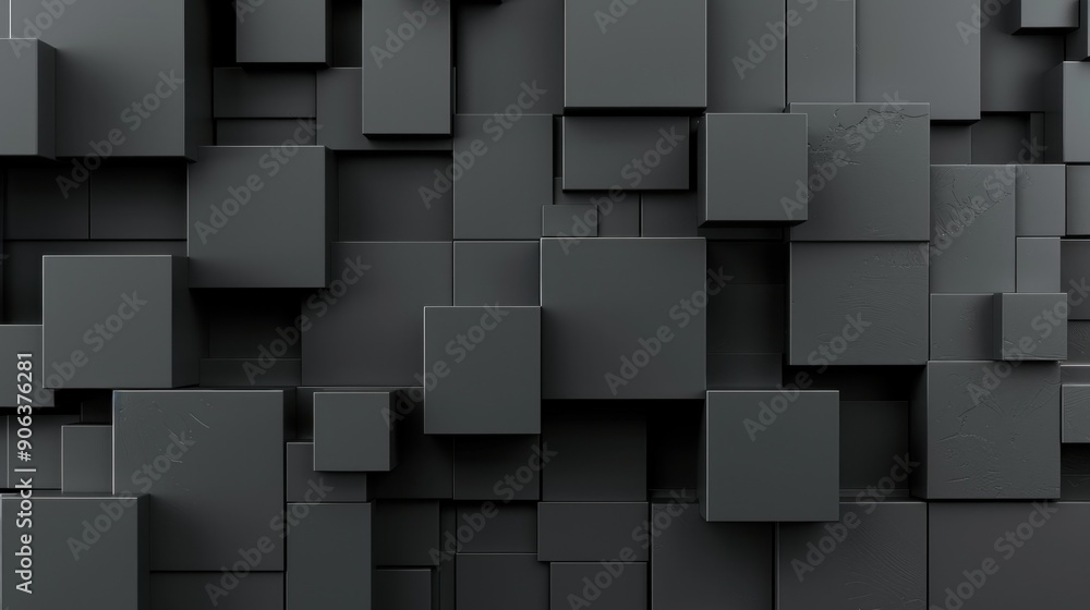Abstract 3D Black Cube Wall Abstract 3D Black Cube Wall
