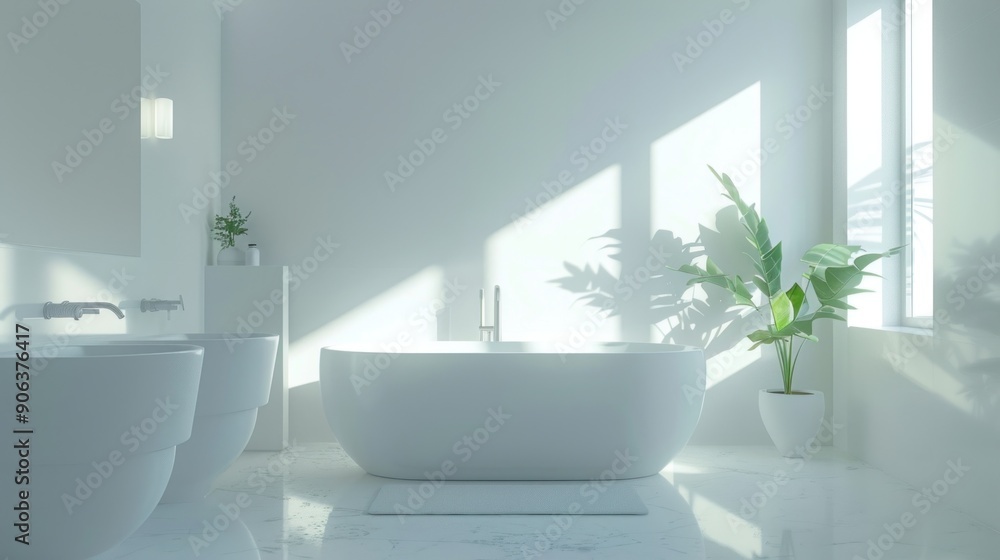 Minimalist Bathroom Interior Design with Sunlight Minimalist Bathroom Interior Design with Sunlight