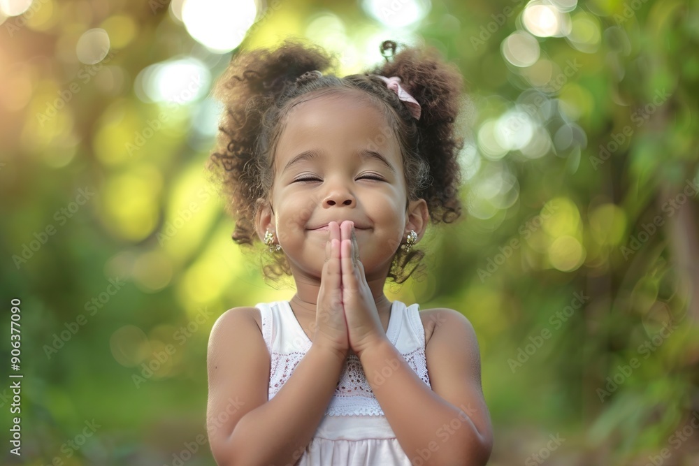A little young Christian girl with her hands together A little young Christian girl with her hands together