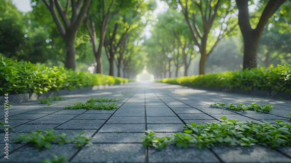 custom made wallpaper toronto digitalempty floor road and green plant in quiet city park : Generative AI