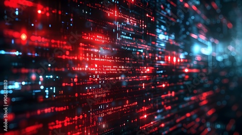 Dark and Intense Digital Hacker Screen with Cybersecurity Warnings and Lines of Code