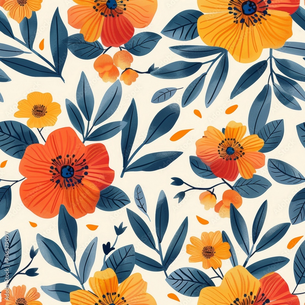 Seamless floral pattern with poppies. illustration. Seamless floral pattern with poppies. illustration.
