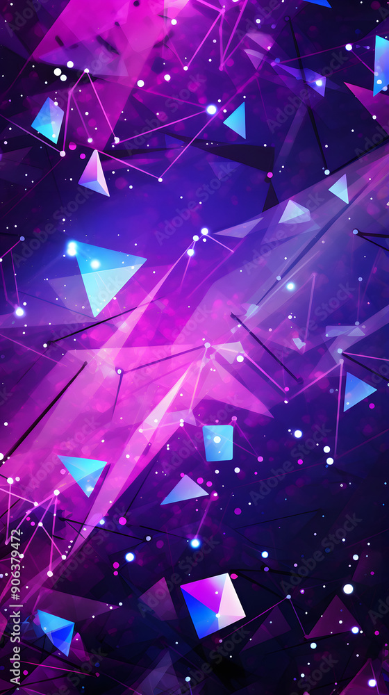 Digital purple blue triangle starry sky abstract graphic poster background Digital purple blue triangle starry sky abstract graphic poster background