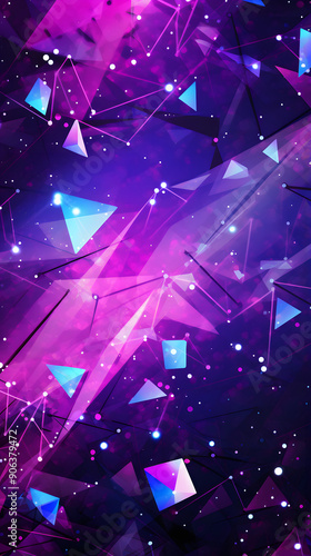 Digital purple blue triangle starry sky abstract graphic poster background