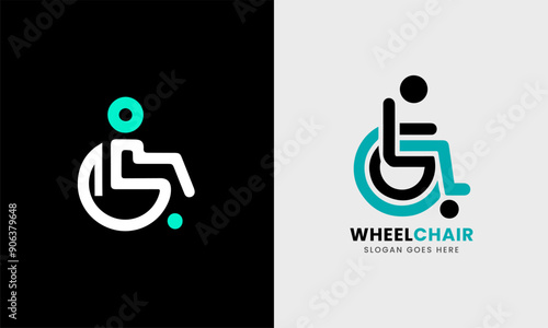 Patient Wheel chair, clinic physical people medical hospital care chair seat support logo icon graphic design