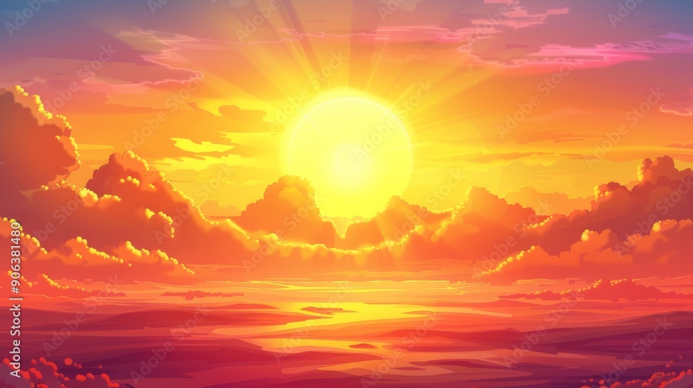 Dramatic Sunset over the Clouds. Dramatic Sunset over the Clouds.