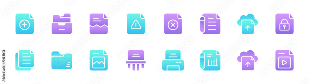 Set of document icons. 16 sets of document icons. Documents icons. Simple line color document icons Set of document icons. 16 sets of document icons. Documents icons. Simple line color document icons