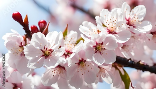 Isolated Close Up Sakura Cherry Blossom Flowers On White Background