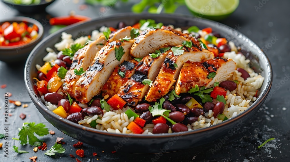 Mexican sauteed chicken with rice and beans : Generative AI Mexican sauteed chicken with rice and beans : Generative AI