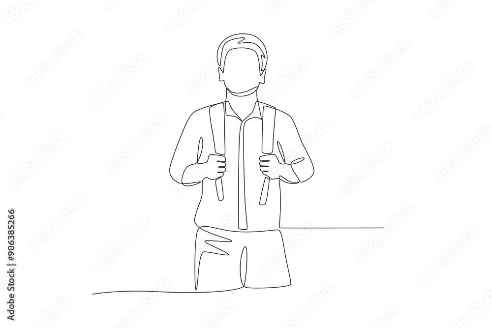 Teenage boys are excited to go back to school. Back to school concept one-line drawing Teenage boys are excited to go back to school. Back to school concept one-line drawing