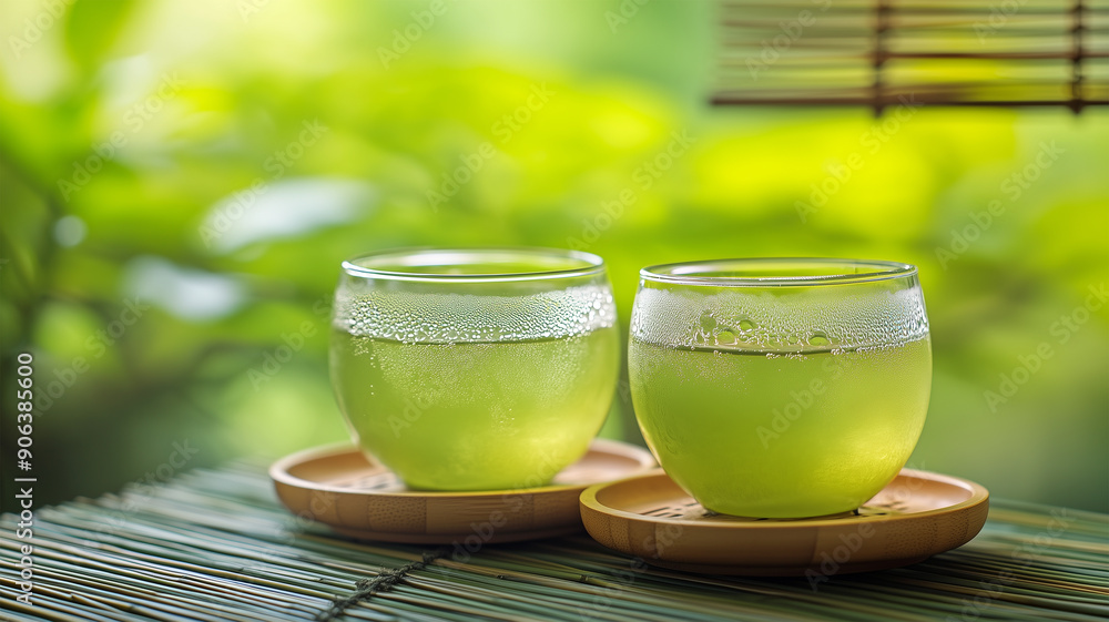 冷たい緑茶の涼しげなひととき 冷たい緑茶の涼しげなひととき