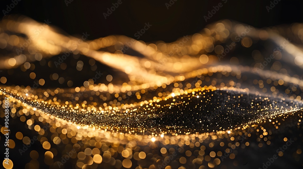 Radiant Golden Sparkles Glitter and Bokeh Lights on Dark Background for festive, Holidays, Banner Radiant Golden Sparkles Glitter and Bokeh Lights on Dark Background for festive, Holidays, Banner