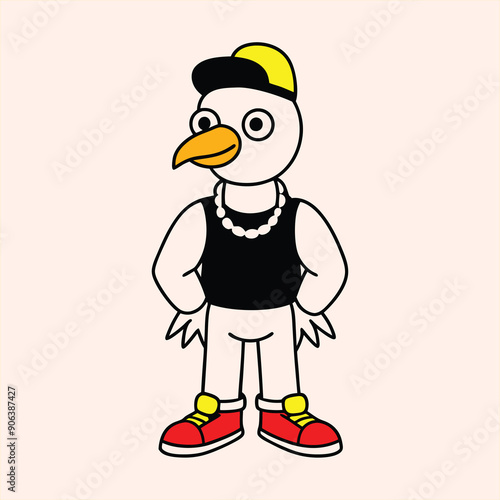 A cartoon character that appears to be a white eagle art vector