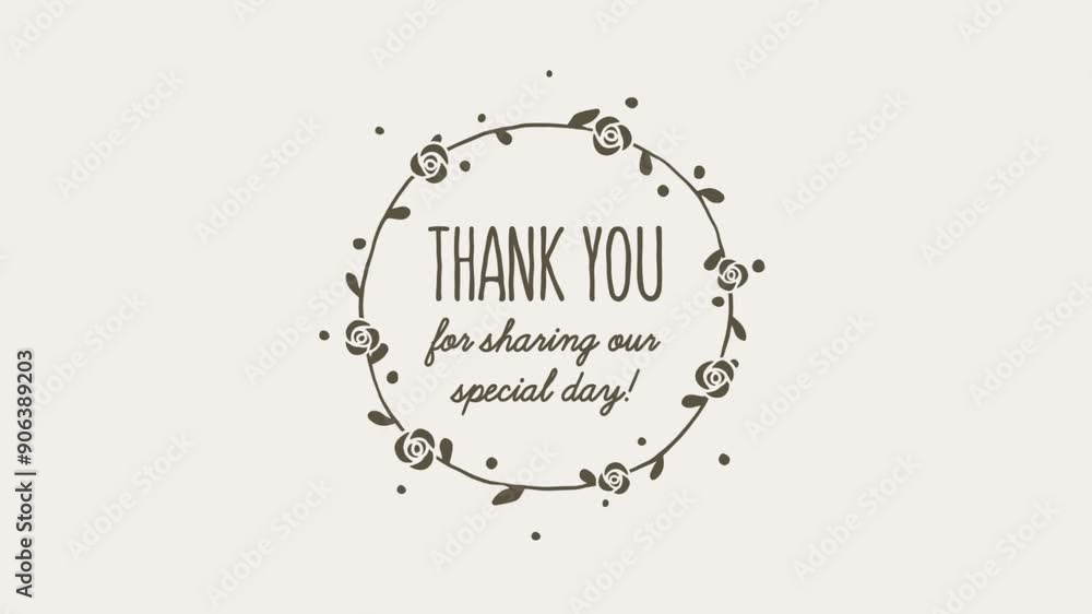 Thank You for Sharing Our Special Day! Simple Hand Drawn Flower Wreath Thank You for Sharing Our Special Day! Simple Hand Drawn Flower Wreath