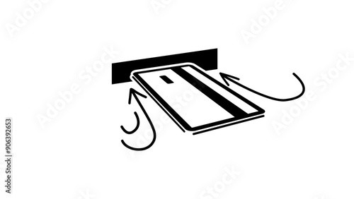 insert credit card, black  isolated silhouette