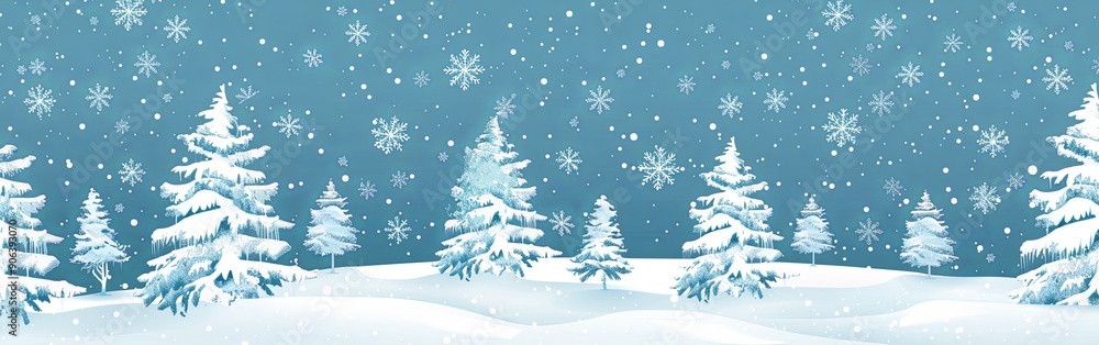 Tranquil Winter Wonderland Snow Covered Pines and Serene Sky Tranquil Winter Wonderland Snow Covered Pines and Serene Sky
