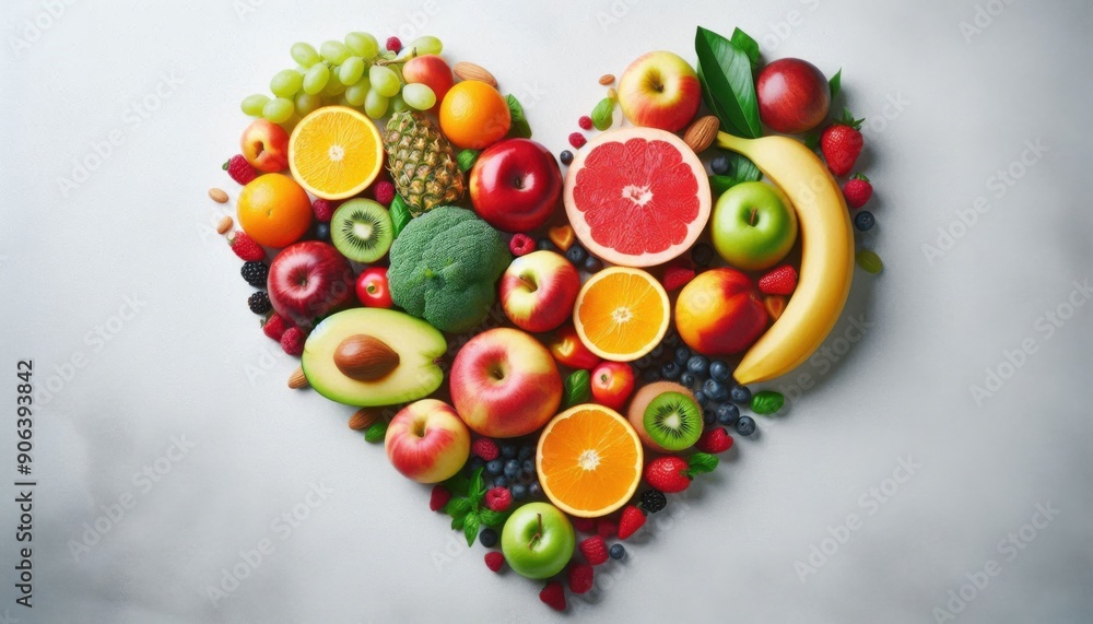 fruits arrange into a love shape fruits arrange into a love shape