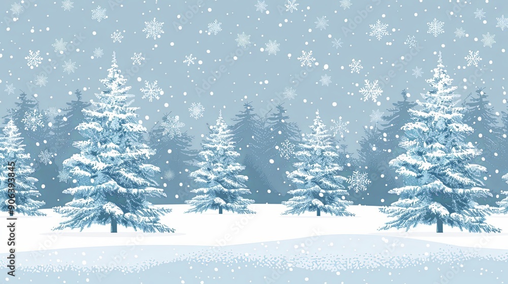 Tranquil Winter Wonderland Snow Covered Pines and Serene Sky Tranquil Winter Wonderland Snow Covered Pines and Serene Sky